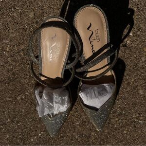 Glittery Silver Heels 8.5